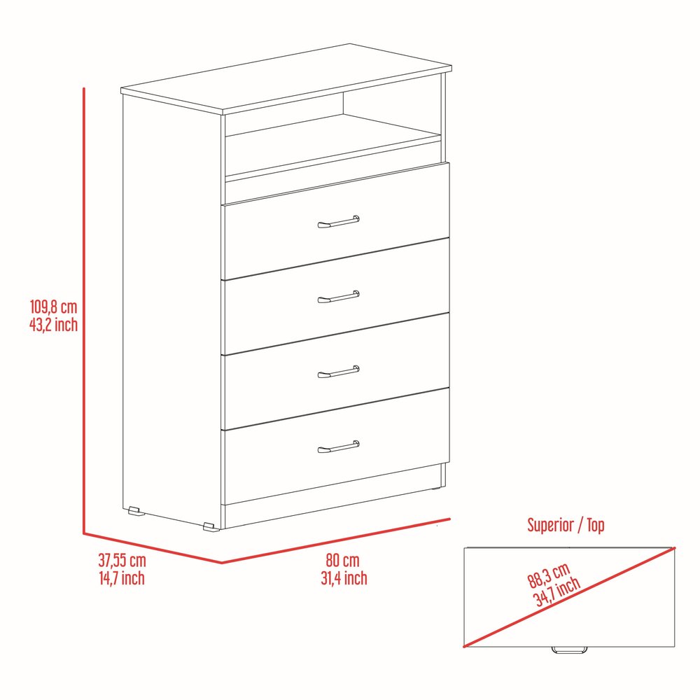47" White Wood Two Drawer Dresser