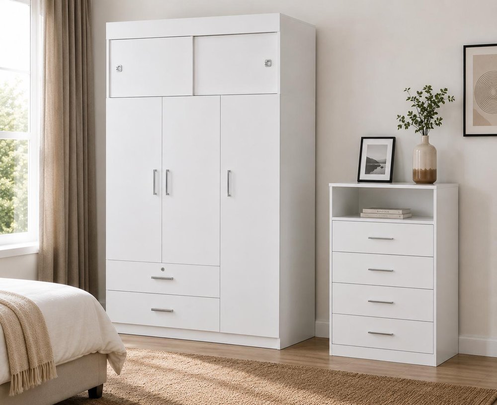 47" White Wood Two Drawer Dresser