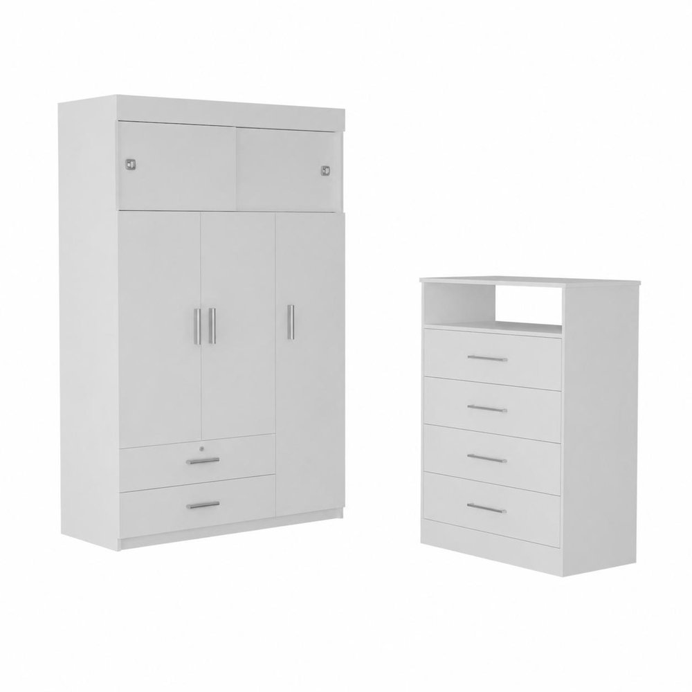 47" White Wood Two Drawer Dresser