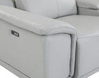 Light Gray Italian Leather Power Reclining U Shaped Five Piece Corner Sectional With Console