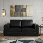 73" Black And Silver Metallic Top Grain Leather Loveseat