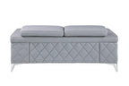 70" Light Blue And Silver Metallic Top Grain Leather Loveseat