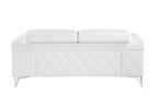 70" White And Silver Metallic Top Grain Leather Loveseat