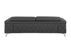 89" Black Italian Leather Sofa With Silver Legs