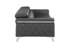 89" Black Italian Leather Sofa With Silver Legs