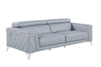 89" Black Italian Leather Sofa With Silver Legs