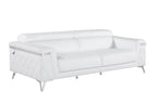 89" Black Italian Leather Sofa With Silver Legs