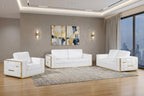 White Top Grain Leather Five Person Seating Set