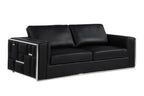 89" White Italian Leather Sofa With Brass Legs