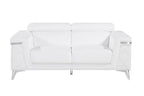White Top Grain Leather Five Person Seating Set