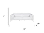 Two Piece Indoor White Italian Leather Five Person Seating Set