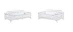 Two Piece Indoor White Italian Leather Five Person Seating Set