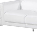 Two Piece Indoor White Italian Leather Five Person Seating Set