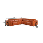 Camel Italian Leather Modular L Shaped Five Piece Corner Sectional