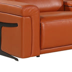 Camel Italian Leather Modular L Shaped Seven Piece Corner Sectional With Console