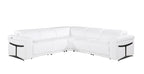 White Italian Leather Modular L Shaped Five Piece Corner Sectional