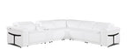 White Italian Leather Modular L Shaped Six Piece Corner Sectional With Console