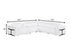 White Italian Leather Modular L Shaped Six Piece Corner Sectional With Console