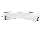 White Italian Leather Modular L Shaped Seven Piece Corner Sectional With Console