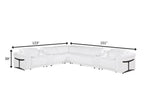 White Italian Leather Modular L Shaped Eight Piece Corner Sectional With Console