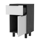 28" Dark Gray And White Wood One Drawer Nightstand