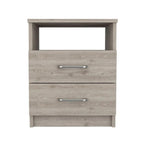 20" Light Gray Wood Two Drawer Nightstand