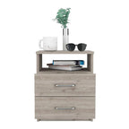 20" Light Gray Wood Two Drawer Nightstand