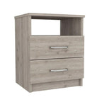 20" Light Gray Wood Two Drawer Nightstand