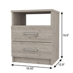 20" Light Gray Wood Two Drawer Nightstand