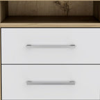 20" White And Natural Wood Two Drawer Nightstand