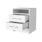 20" White Wood Two Drawer Nightstand