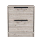 19" Light Gray Wood Two Drawer Nightstand