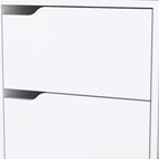 20" White And Natural Wood Two Drawer Nightstand