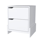 20" White Wood Two Drawer Nightstand