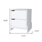 20" White Wood Two Drawer Nightstand