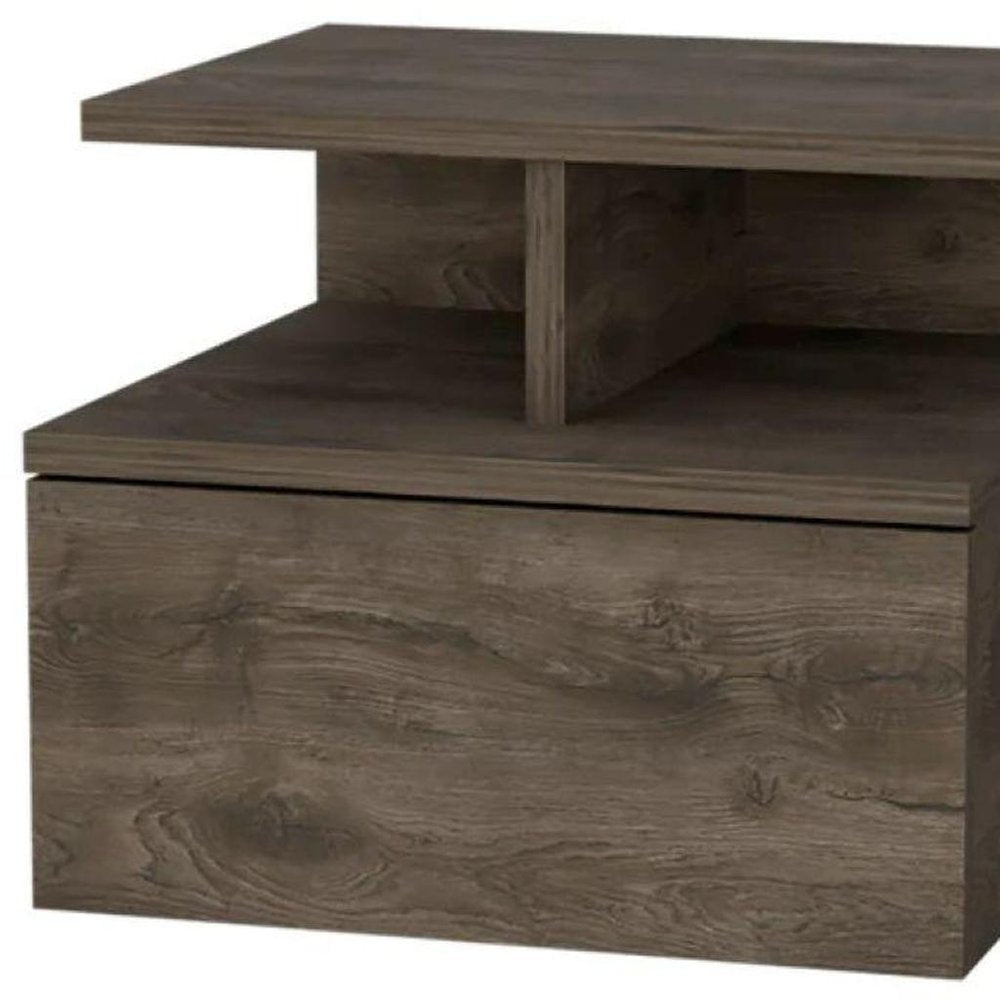 14" Beige Wood One Drawer Floating Nightstand