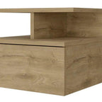 14" Beige Wood One Drawer Floating Nightstand