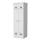 70" White Wood Three Door Single Drawer Combo Dresser