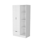 71" White Wood Two Door Single Drawer Combo Dresser