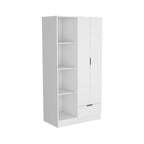 71" White Wood Two Door Single Drawer Combo Dresser