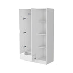 71" White Wood Two Door Single Drawer Combo Dresser