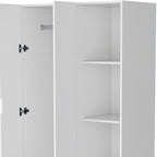 71" White Wood Two Door Single Drawer Combo Dresser