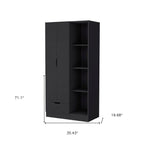 71" White Wood Two Door Single Drawer Combo Dresser
