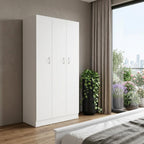 71" White Wood Three Door Two Drawer Combo Dresser