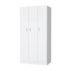71" White Wood Three Door Two Drawer Combo Dresser