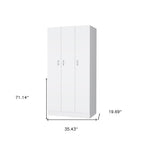 71" White Wood Three Door Two Drawer Combo Dresser