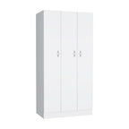 71" White Wood Three Door Two Drawer Combo Dresser