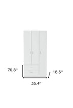 71" White Three Door Two Drawer Combo Dresser