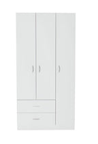 71" White Three Door Two Drawer Combo Dresser