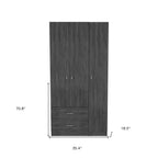 71" Dark Gray Wood Three Door Two Drawer Combo Dresser
